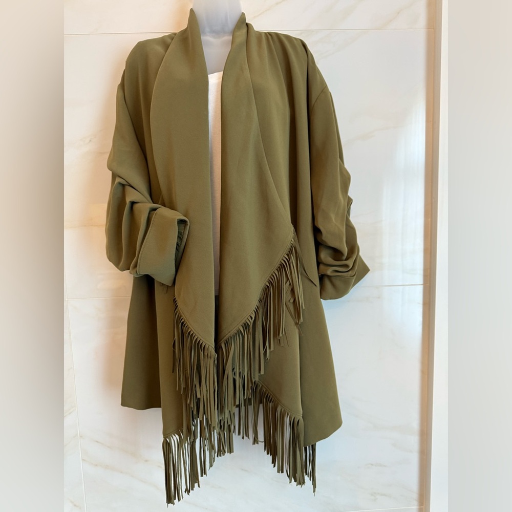 cinq à sept Draped Fringe Jacket – Size 12 – Olivia Fully Lined - Picture 6 of 10